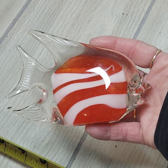 Vintage Blown Glass Red Fish Paperweight Art Glass Figurine Handblown - Picture 5 of 8